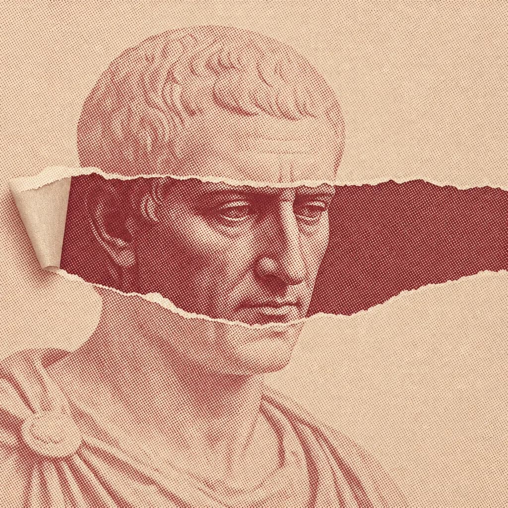 Marble bust of Gaius the jurist, halftone risograph
